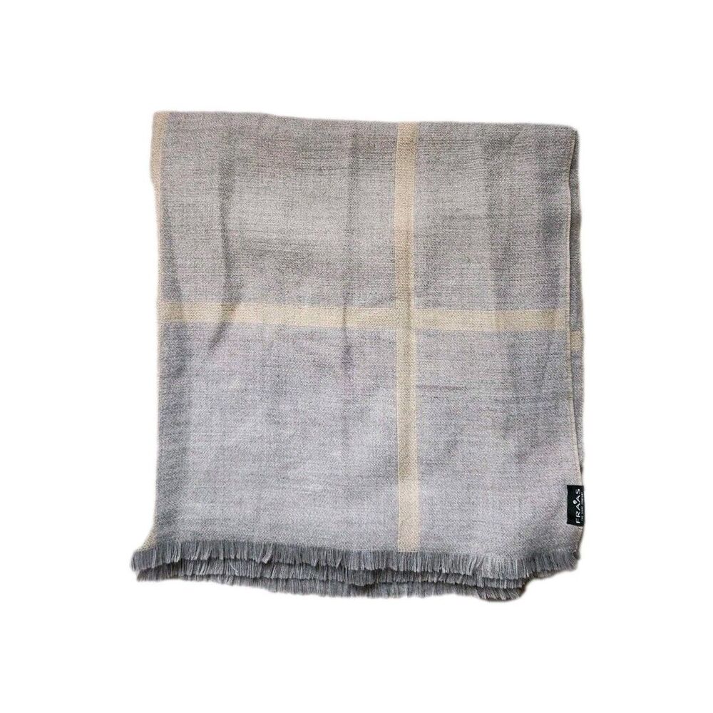 NWT Athleta x Fraas Blanket Scarf Gray Blue Checkered Plaid Tassel 78x37 OS